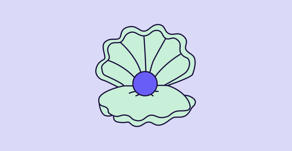 An illustration of an oyster shell with a pearl, depicting a competitive advantage in a business strategy.