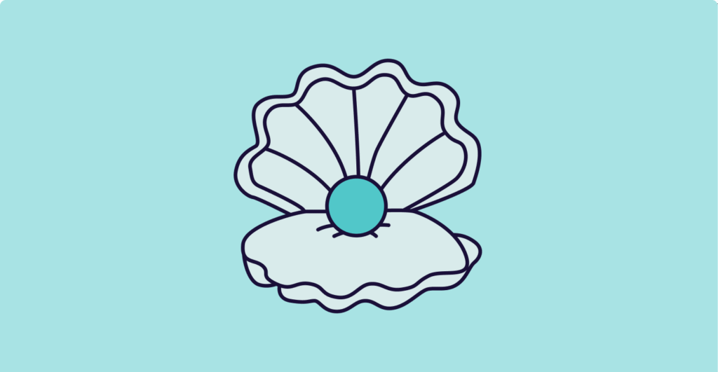 An illustration of an oyster shell with a pearl, depicting a competitive advantage in a business strategy.